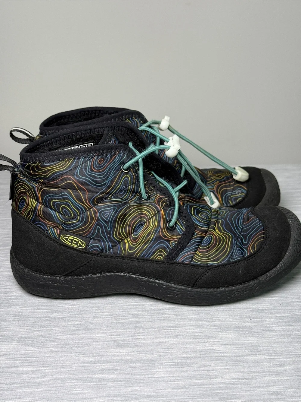 Keen Howser III Kids Chukka Boots Topographic Print Waterproof Youth Sz 5